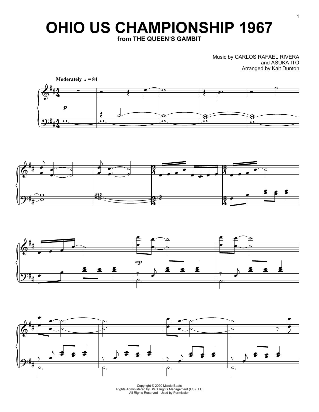 Download Carlos Rafael Rivera Ohio US Championship 1967 (from The Queen's Gambit) Sheet Music and learn how to play Piano Solo PDF digital score in minutes