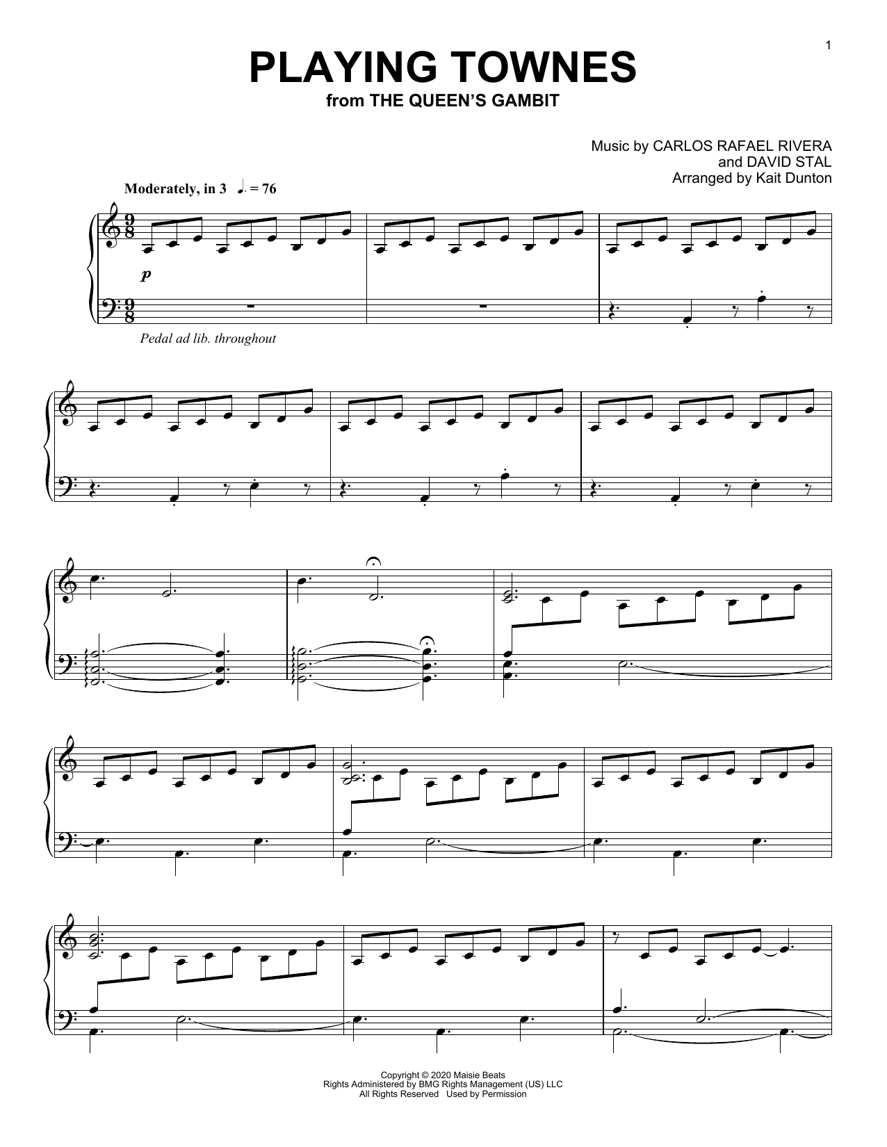 Download Carlos Rafael Rivera Playing Townes (from The Queen's Gambit) Sheet Music and learn how to play Piano Solo PDF digital score in minutes