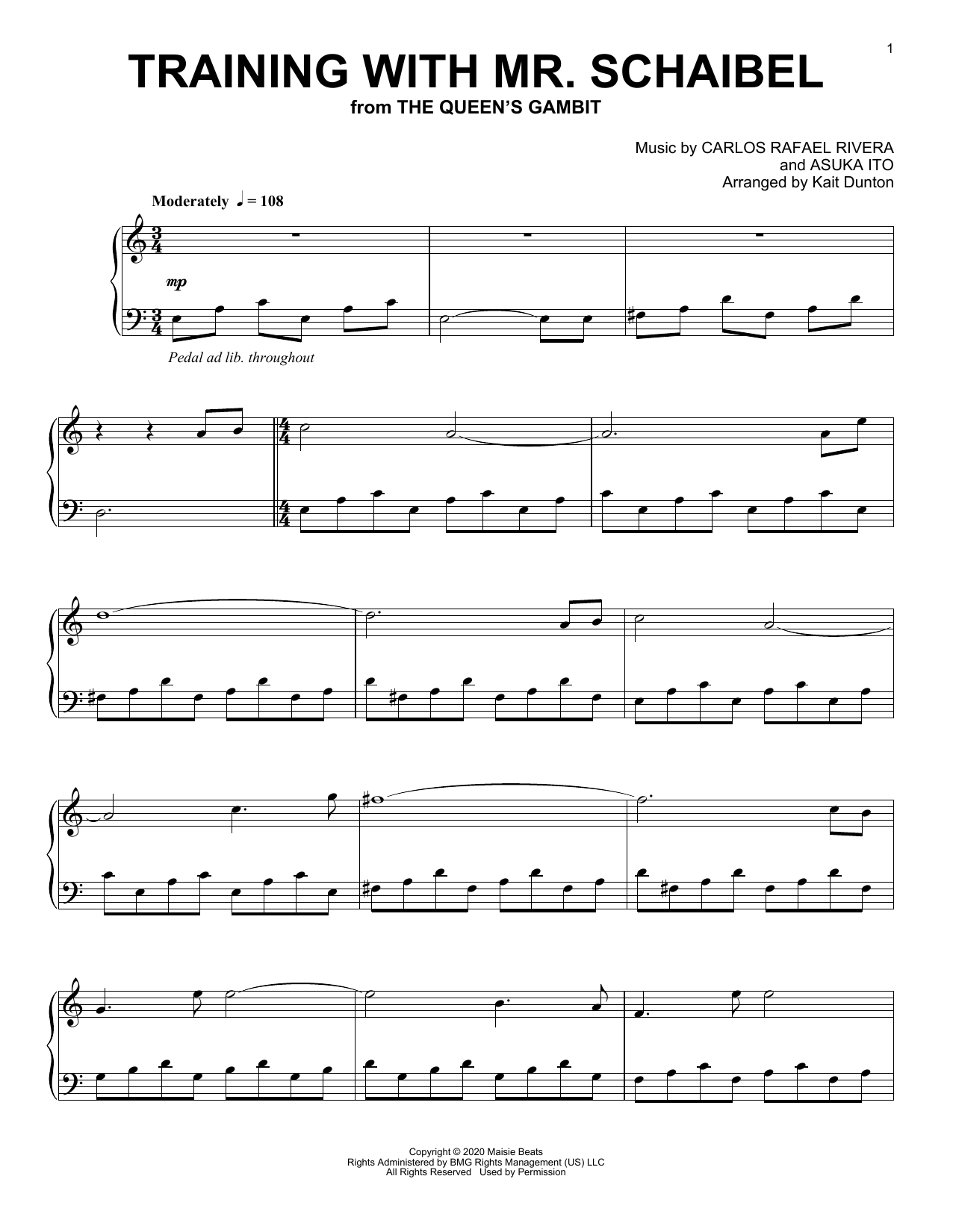 Download Carlos Rafael Rivera Training With Mr. Schaibel (from The Queen's Gambit) Sheet Music and learn how to play Piano Solo PDF digital score in minutes