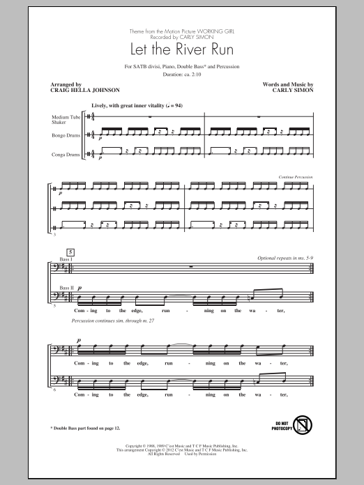 Download Craig Hella Johnson Let The River Run Sheet Music and learn how to play SATB PDF digital score in minutes