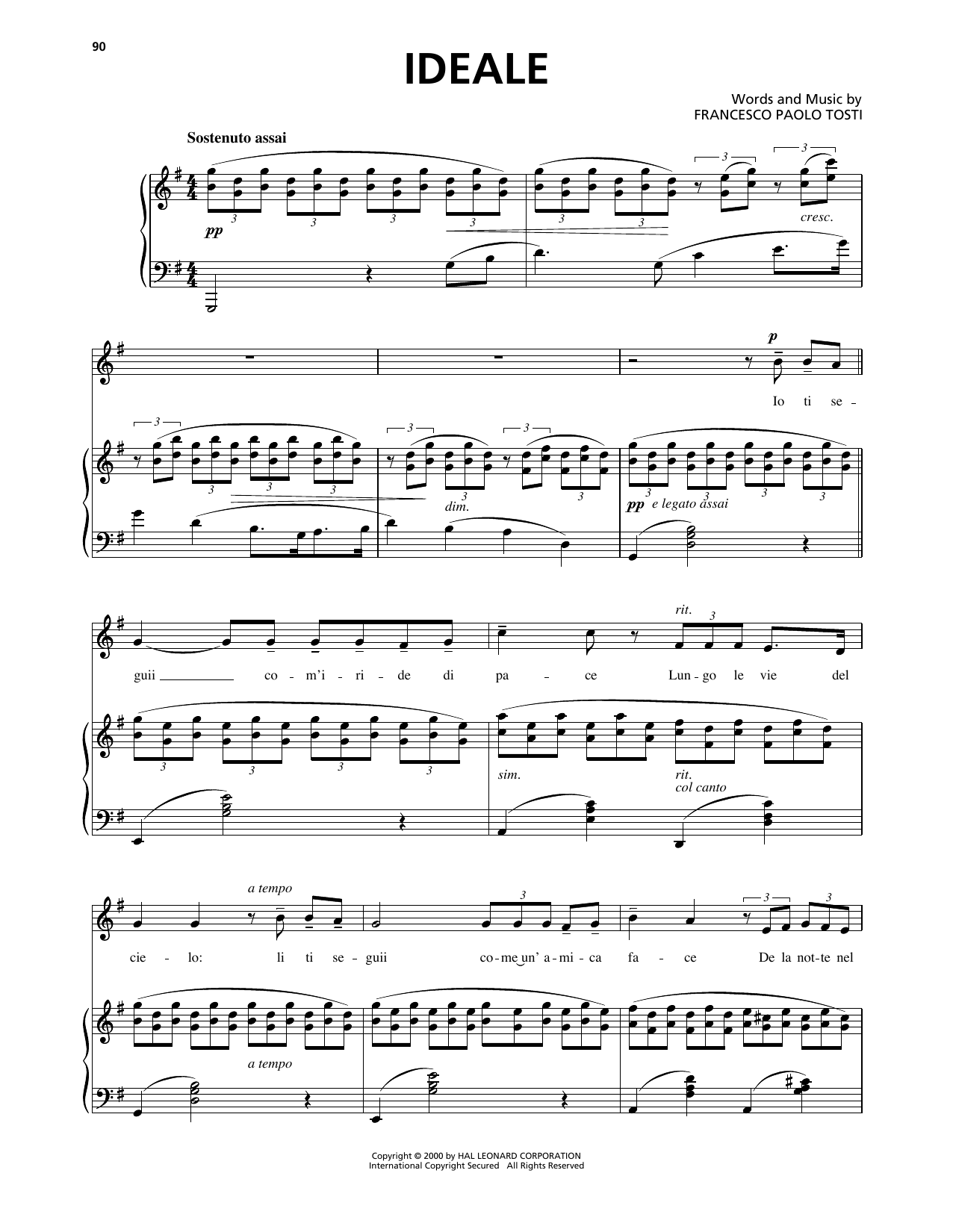 Download Carmelo Errico Ideale Sheet Music and learn how to play Piano, Vocal & Guitar Chords (Right-Hand Melody) PDF digital score in minutes