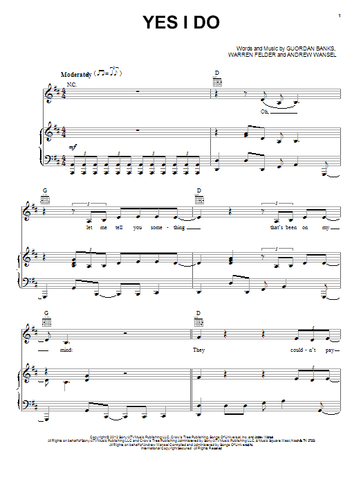 Download Carmen Ejogo Yes I Do Sheet Music and learn how to play Piano, Vocal & Guitar (Right-Hand Melody) PDF digital score in minutes
