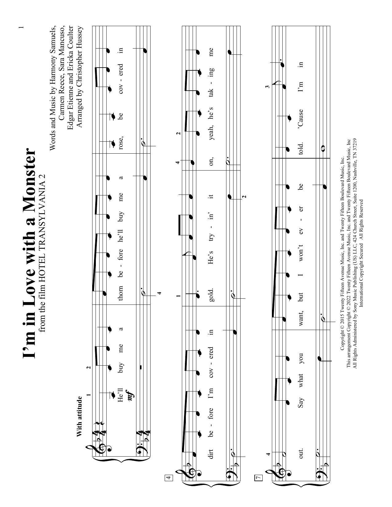 Download Carmen Reece I'm In Love With A Monster (arr. Christopher Hussey) Sheet Music and learn how to play Educational Piano PDF digital score in minutes