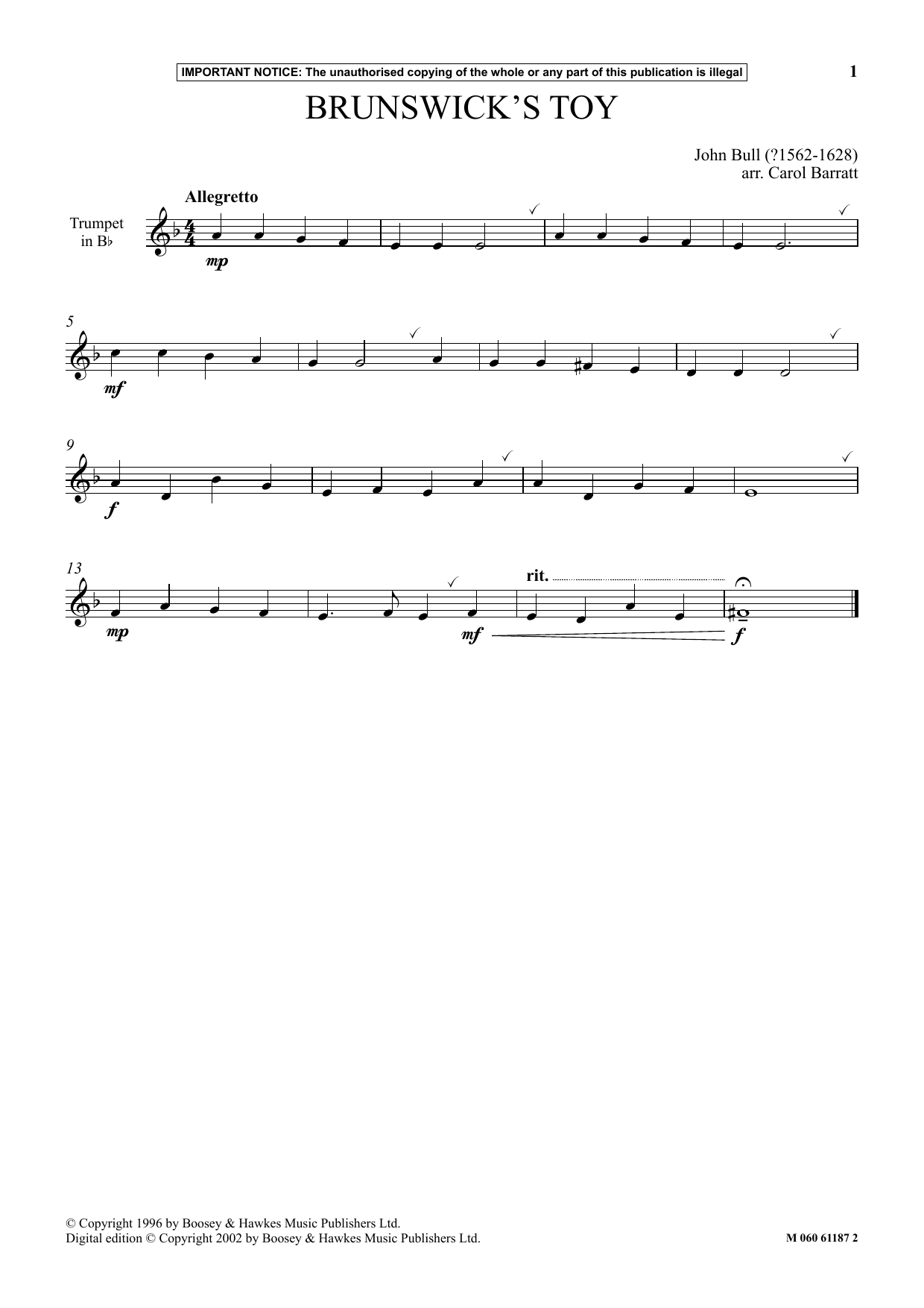 Download Carol Barratt Brunswick's Toy Sheet Music and learn how to play Instrumental Solo PDF digital score in minutes