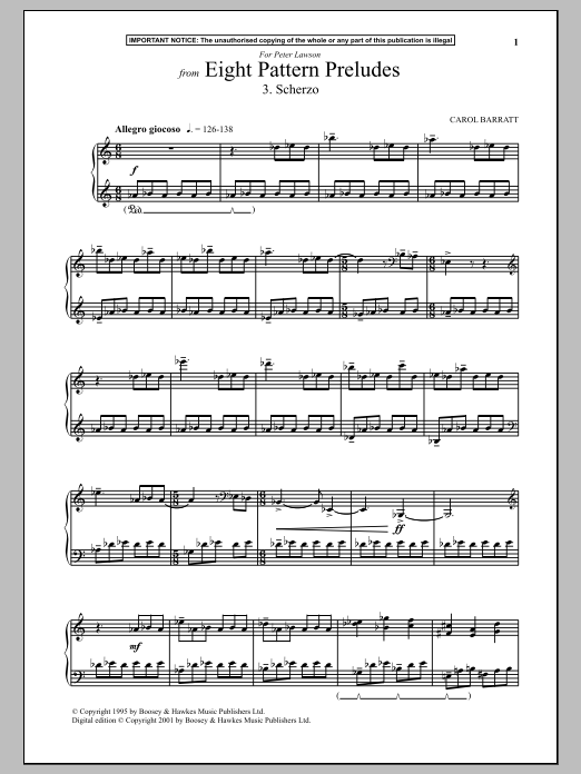 Download Carol Barratt Eight Pattern Preludes, 3. Scherzo Sheet Music and learn how to play Piano PDF digital score in minutes