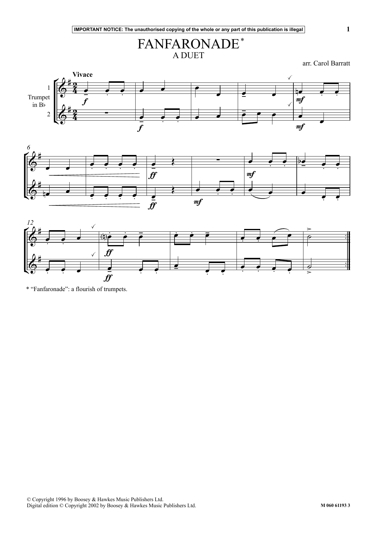 Download Carol Barratt Fanfaronade Sheet Music and learn how to play Instrumental Solo PDF digital score in minutes