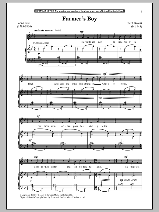 Download Carol Barratt Farmer's Boy Sheet Music and learn how to play Piano PDF digital score in minutes