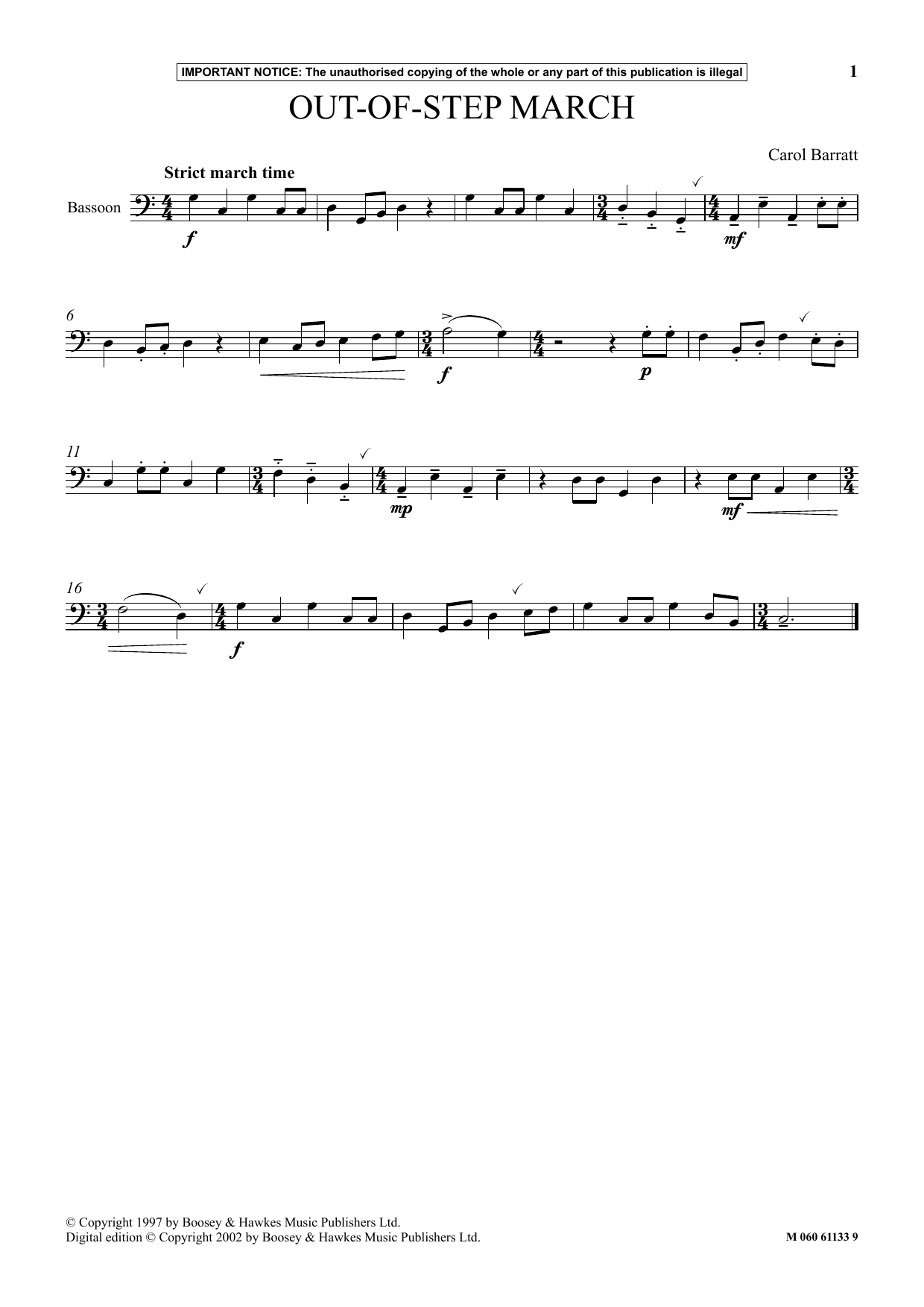 Download Carol Barratt Out Of Step March Sheet Music and learn how to play Instrumental Solo PDF digital score in minutes