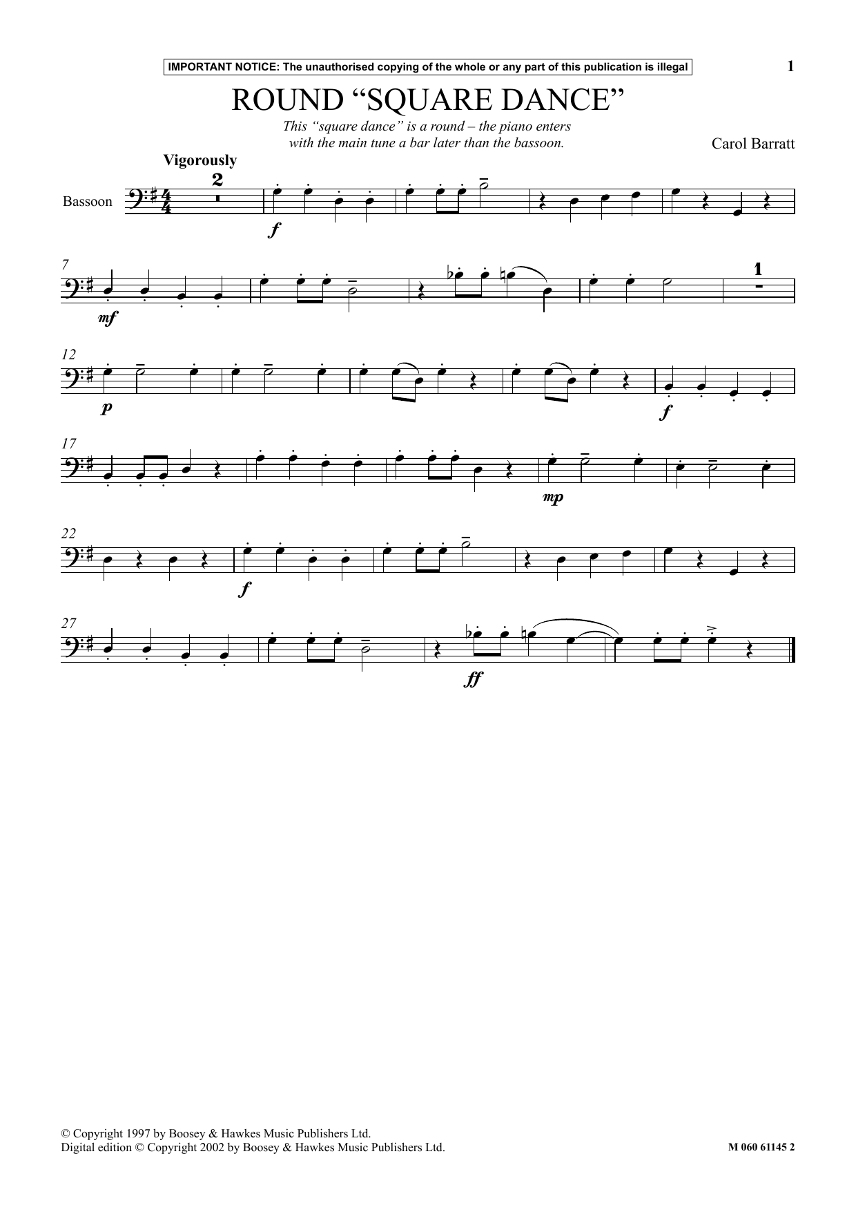 Download Carol Barratt Round Square Dance Sheet Music and learn how to play Instrumental Solo PDF digital score in minutes