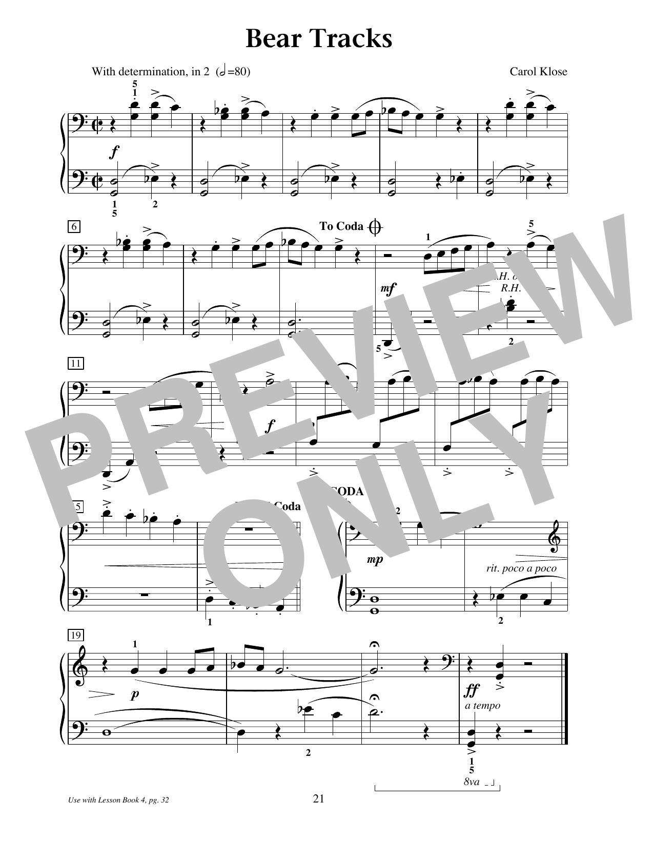 Download Carol Klose Bear Tracks Sheet Music and learn how to play Educational Piano PDF digital score in minutes