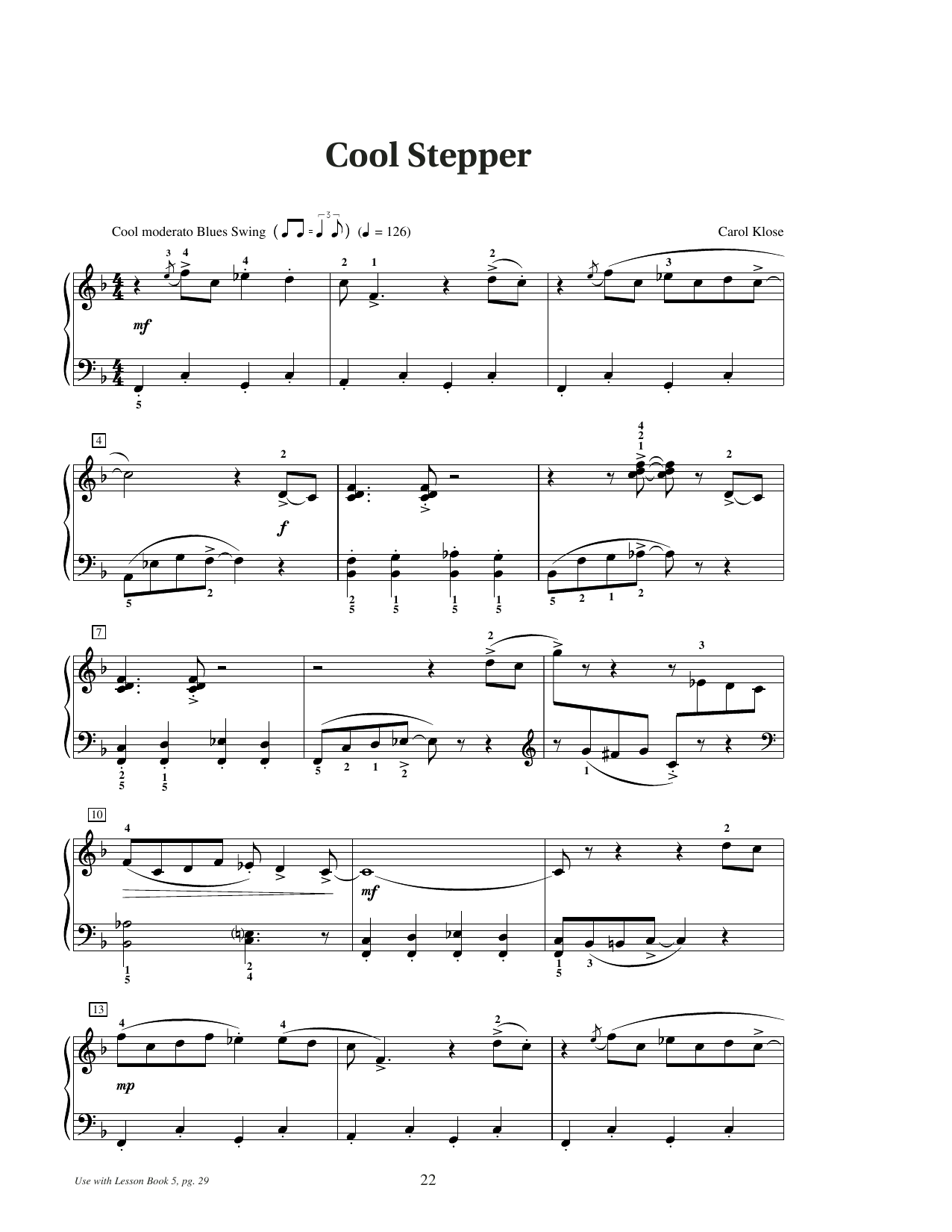 Download Carol Klose Cool Stepper Sheet Music and learn how to play Educational Piano PDF digital score in minutes