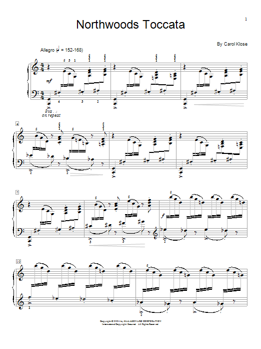 Download Carol Klose Northwoods Toccata Sheet Music and learn how to play Easy Piano PDF digital score in minutes
