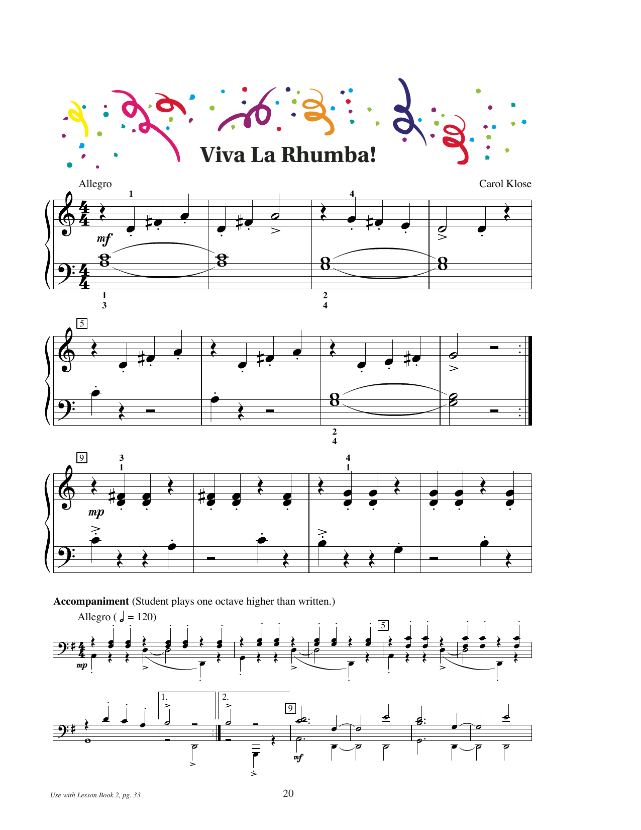 Download Carol Klose Viva La Rhumba! Sheet Music and learn how to play Educational Piano PDF digital score in minutes