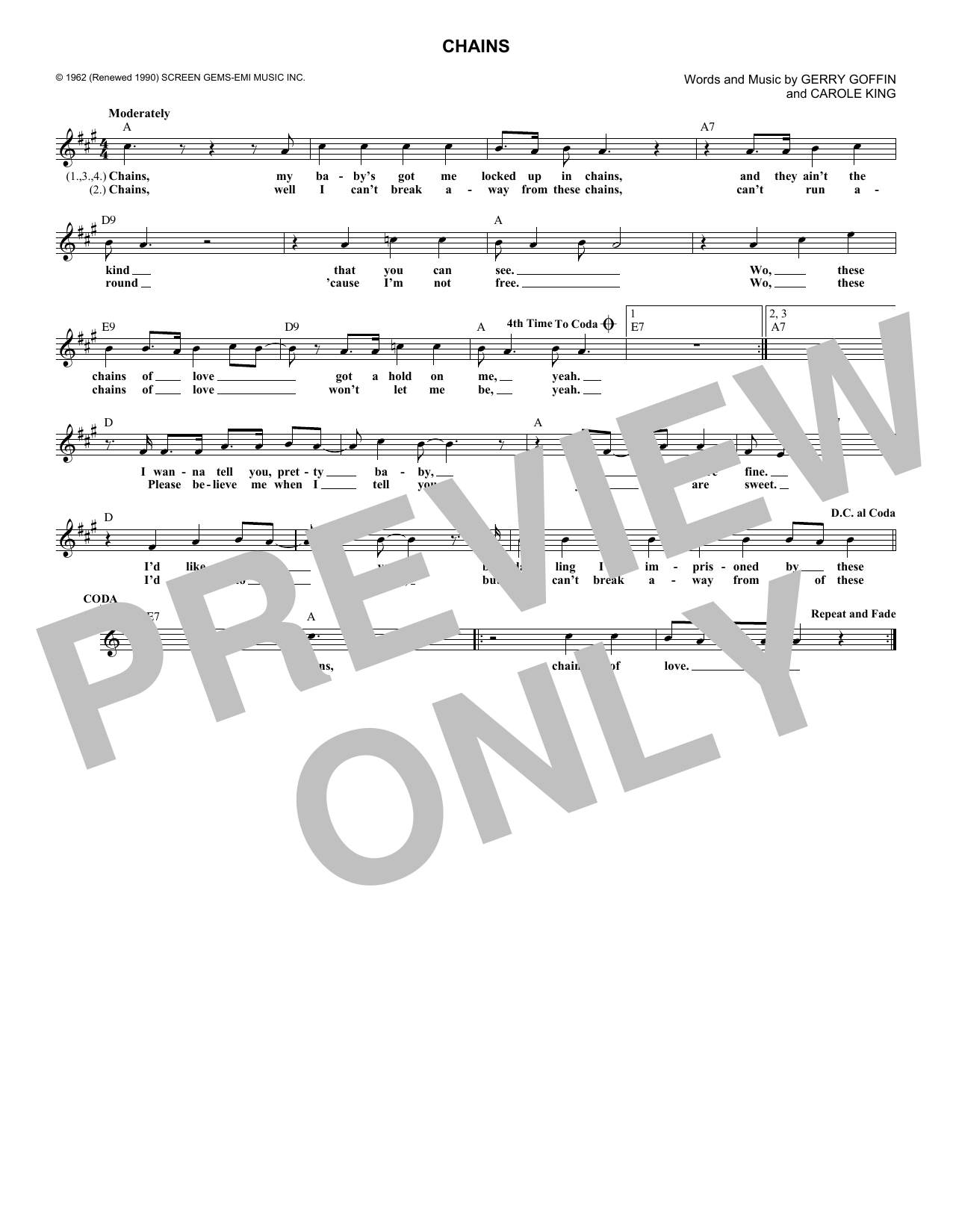 Download Carole King Chains Sheet Music and learn how to play Ukulele PDF digital score in minutes