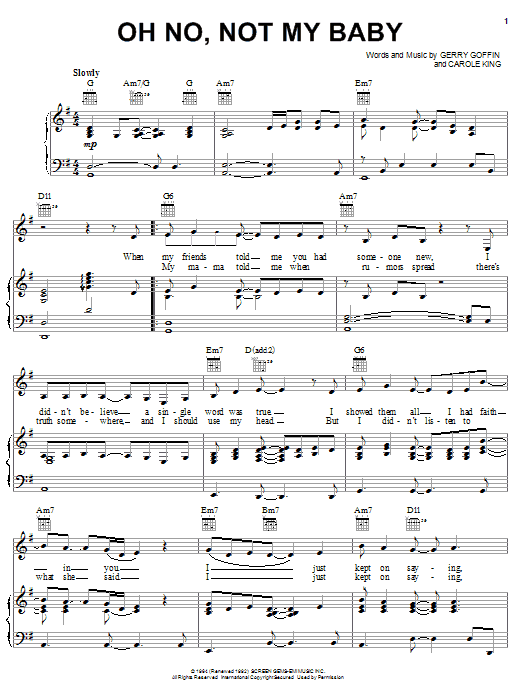 Download Rod Stewart Oh No, Not My Baby Sheet Music and learn how to play Piano, Vocal & Guitar (Right-Hand Melody) PDF digital score in minutes