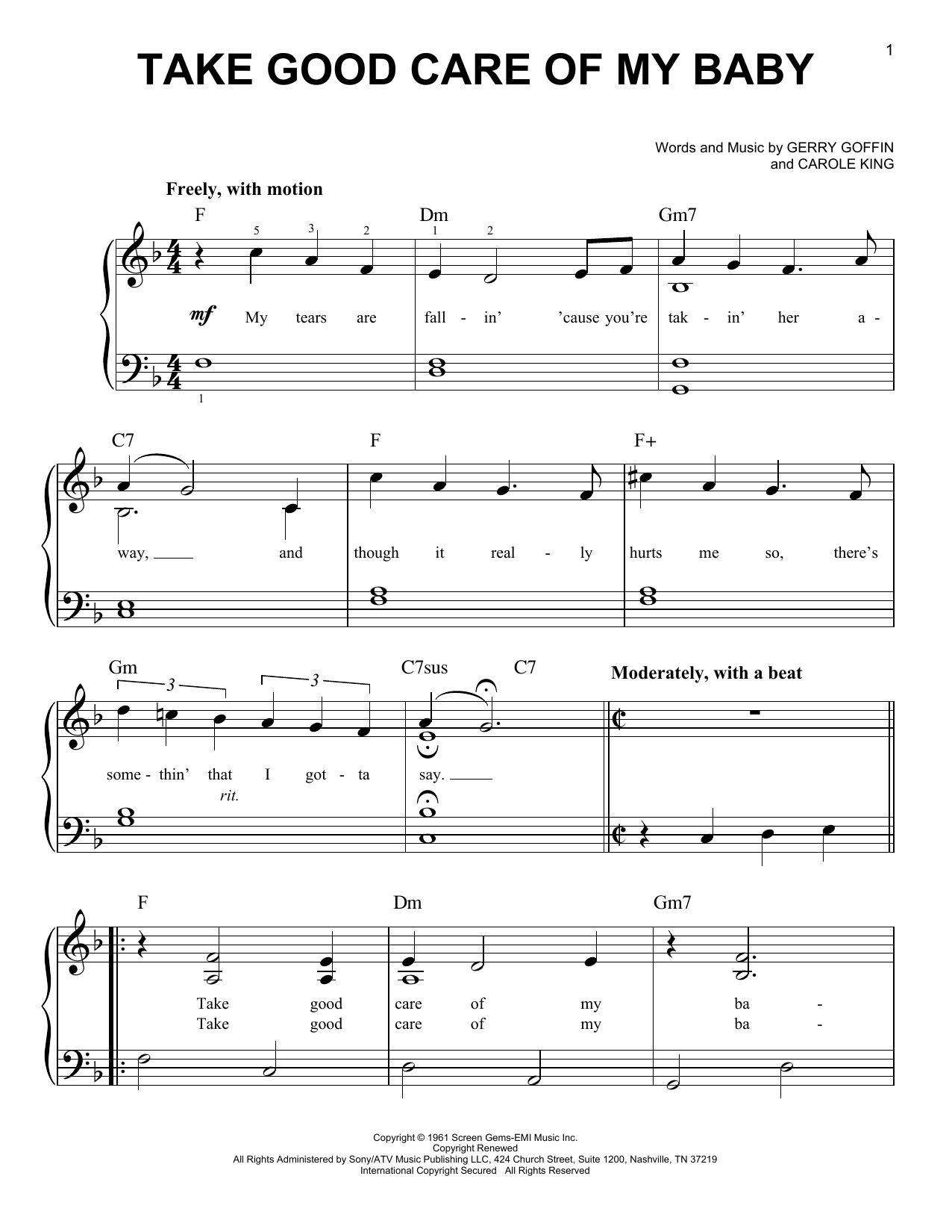 Download Carole King Take Good Care Of My Baby Sheet Music and learn how to play Ukulele PDF digital score in minutes