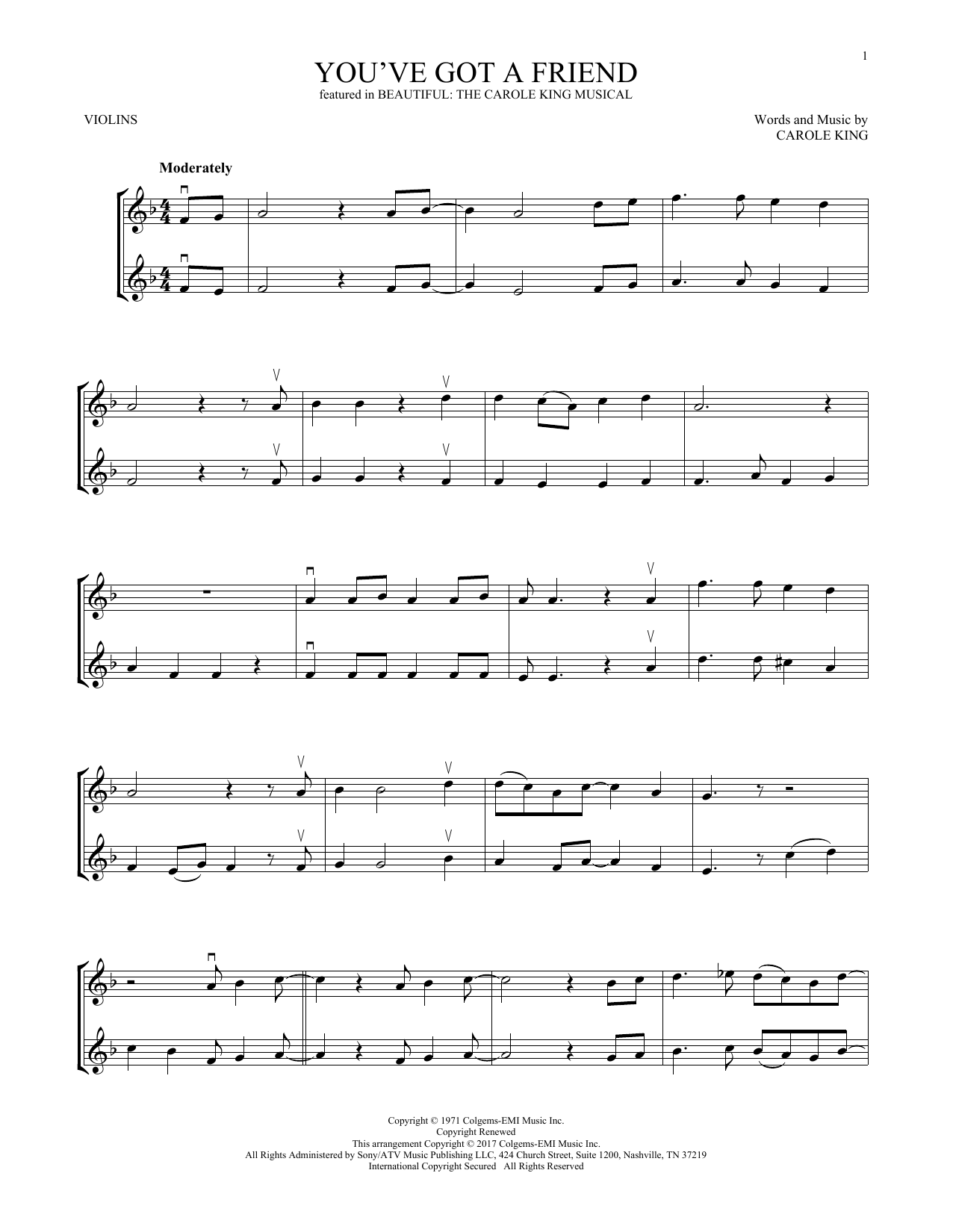 Download Carole King You've Got A Friend (from Beautiful: The Carole King Musical) Sheet Music and learn how to play Clarinet Duet PDF digital score in minutes