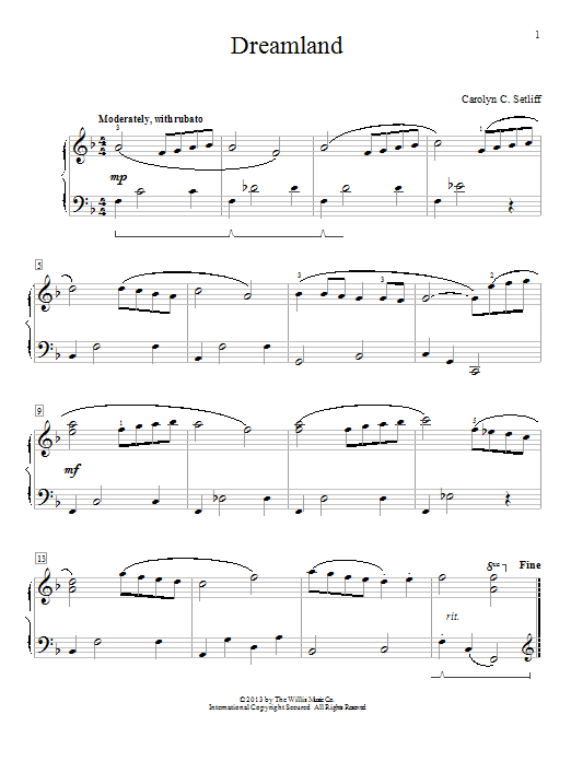 Download Carolyn C. Setliff Dreamland Sheet Music and learn how to play Easy Piano PDF digital score in minutes