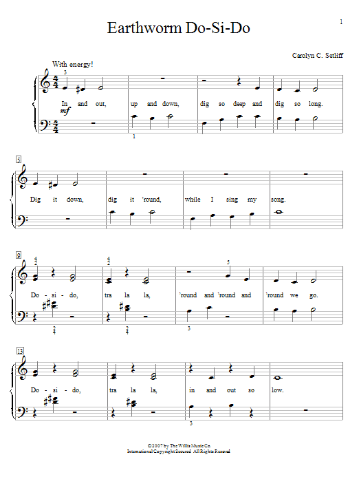 Download Carolyn C. Setliff Earthworm Do-Si-Do Sheet Music and learn how to play Easy Piano PDF digital score in minutes