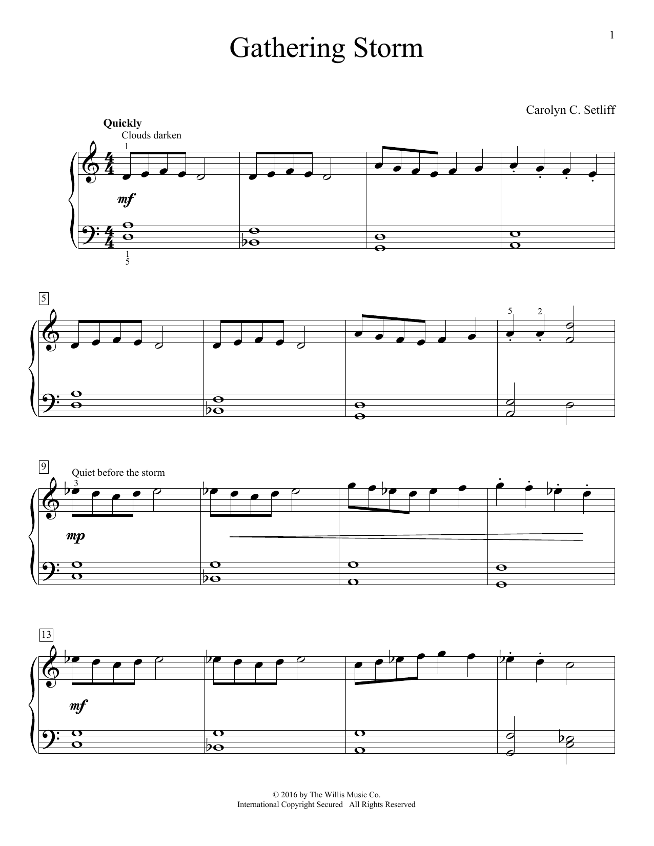 Download Carolyn C. Setliff Gathering Storm Sheet Music and learn how to play Educational Piano PDF digital score in minutes