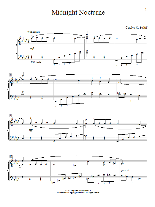 Download Carolyn C. Setliff Midnight Nocturne Sheet Music and learn how to play Easy Piano PDF digital score in minutes