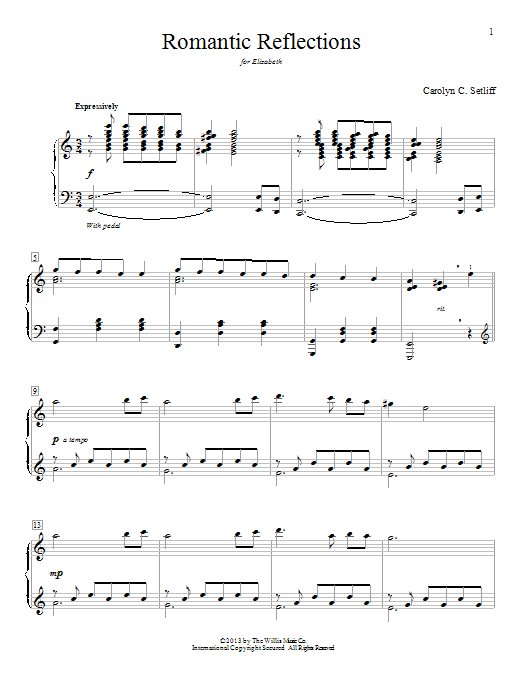 Download Carolyn C. Setliff Romantic Reflections Sheet Music and learn how to play Easy Piano PDF digital score in minutes