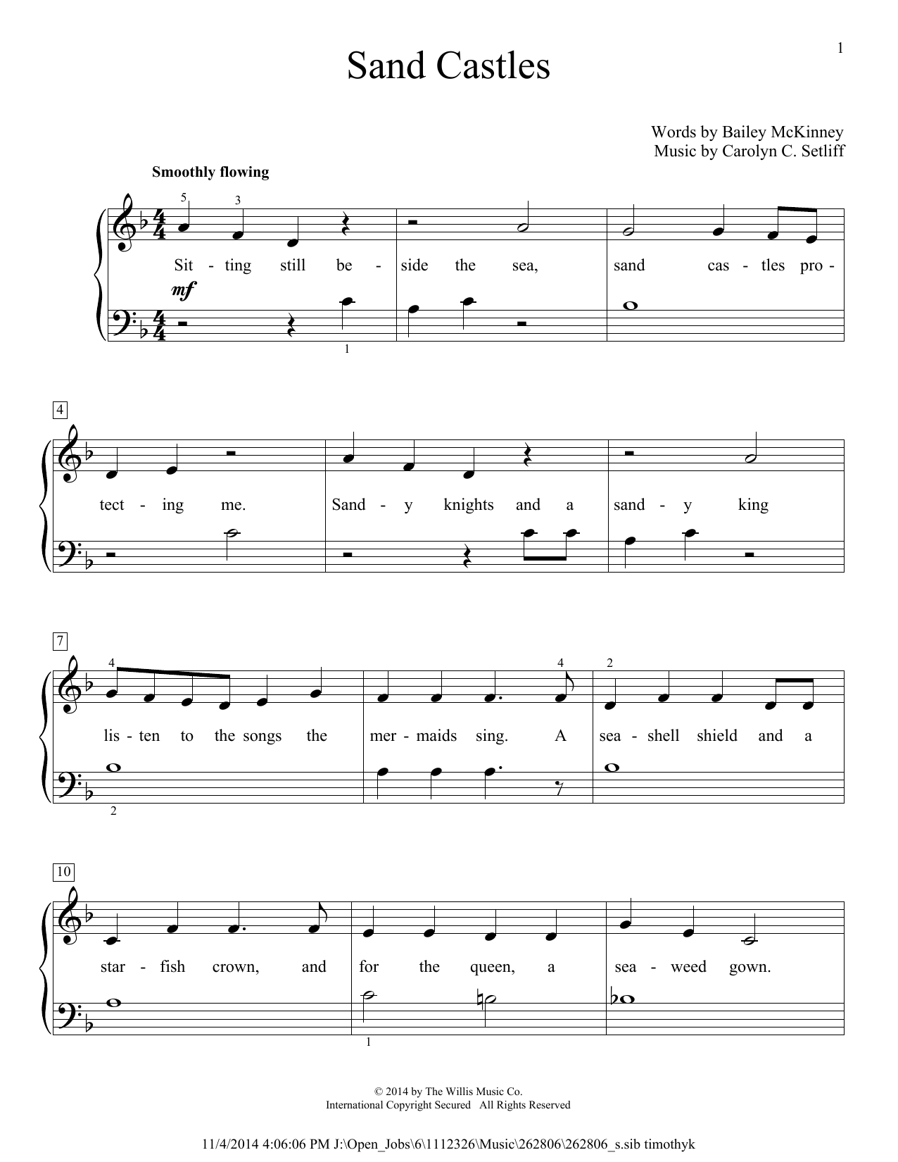 Download Carolyn C. Setliff Sand Castles Sheet Music and learn how to play Easy Piano PDF digital score in minutes