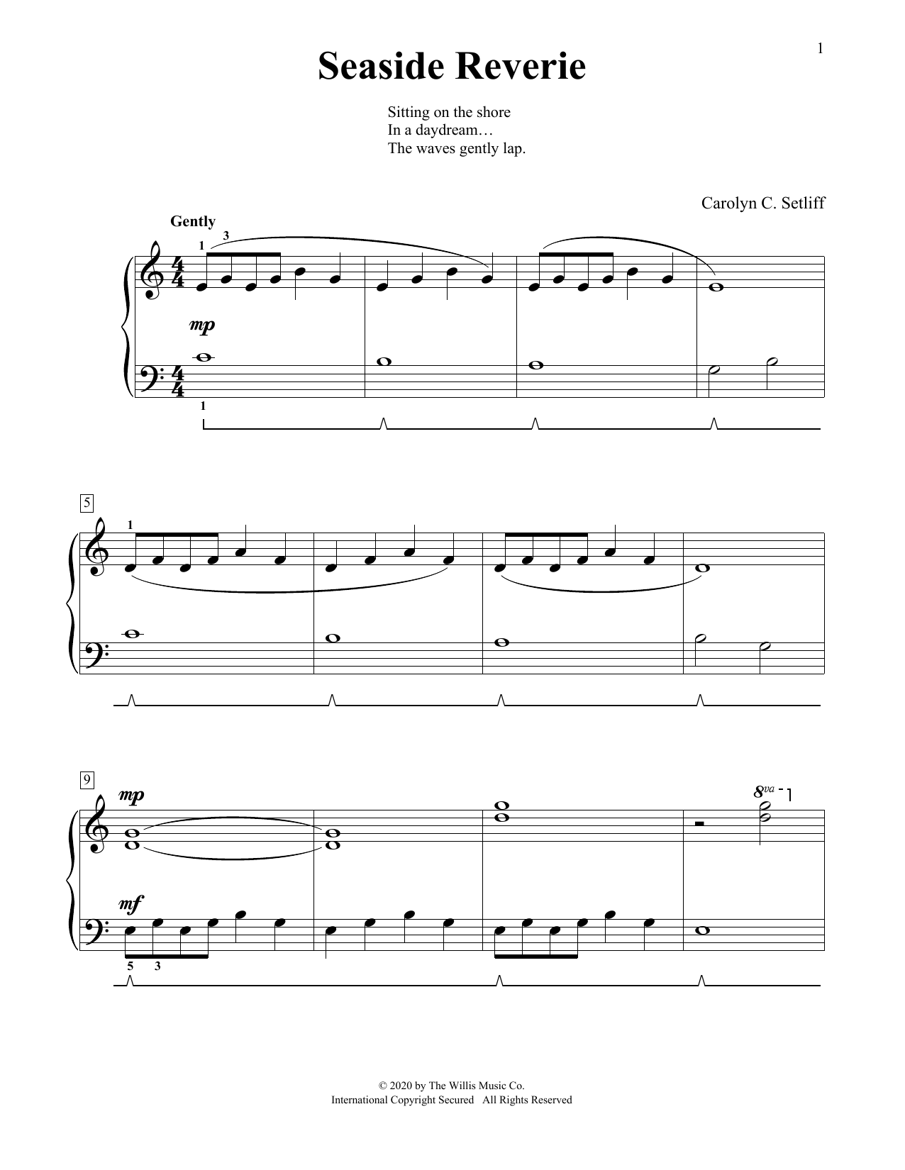 Download Carolyn C. Setliff Seaside Reverie Sheet Music and learn how to play Educational Piano PDF digital score in minutes