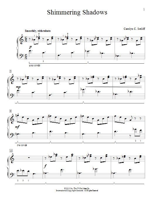 Download Carolyn C. Setliff Shimmering Shadows Sheet Music and learn how to play Easy Piano PDF digital score in minutes