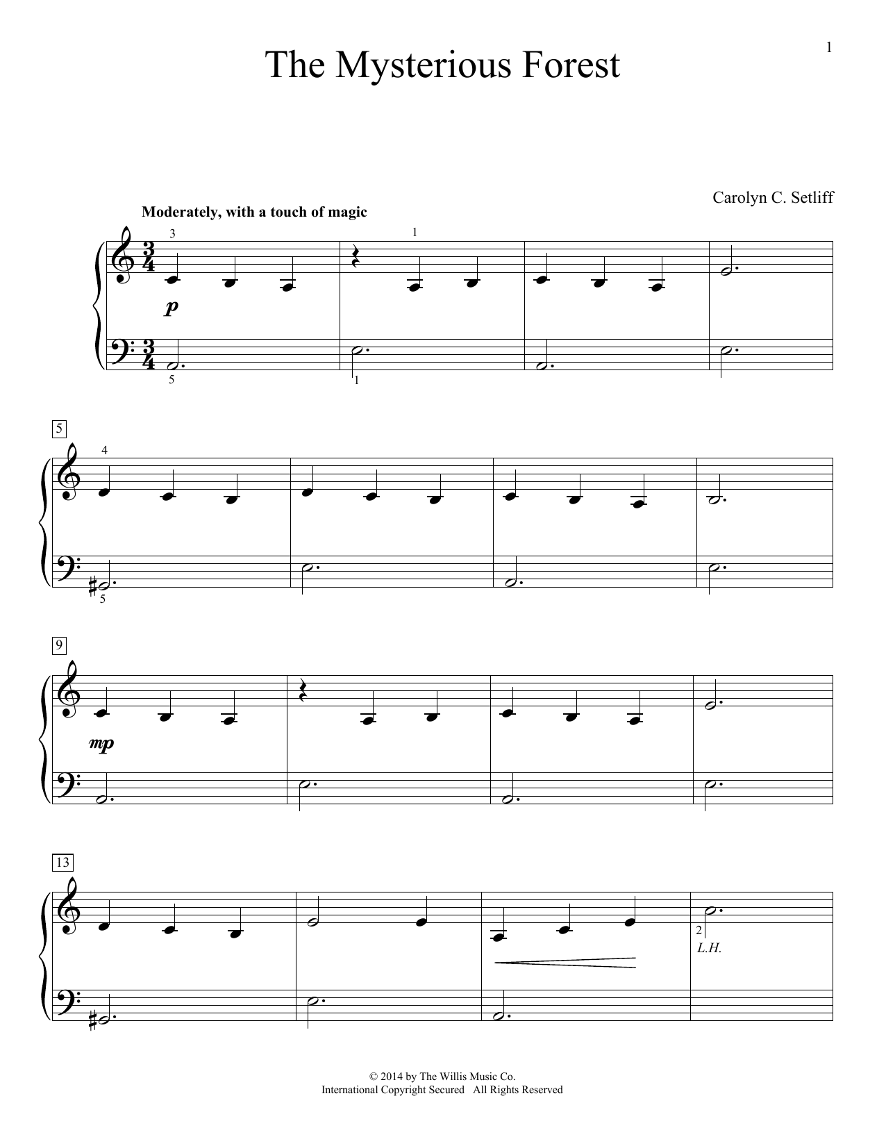 Download Carolyn C. Setliff The Mysterious Forest Sheet Music and learn how to play Easy Piano PDF digital score in minutes