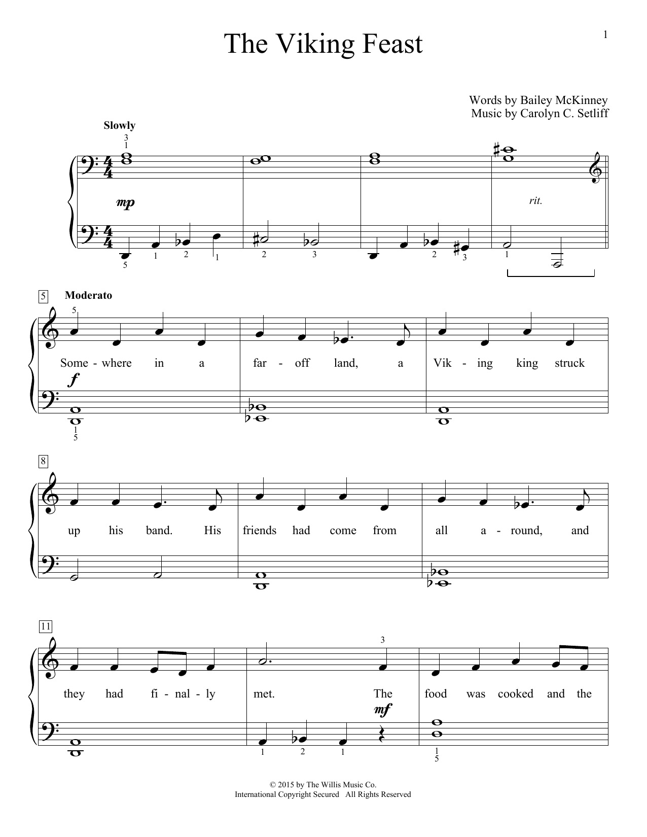 Download Carolyn C. Setliff The Viking Feast Sheet Music and learn how to play Easy Piano PDF digital score in minutes