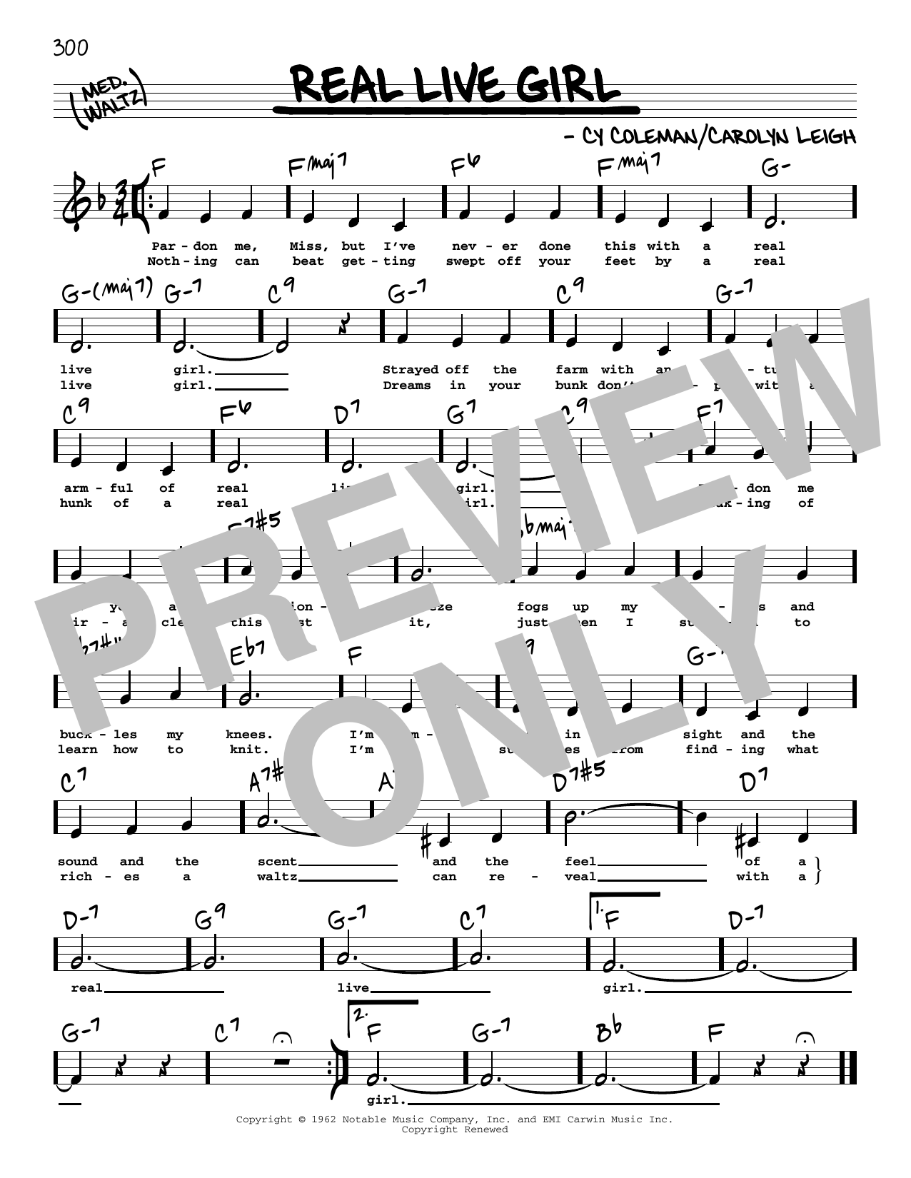 Download Carolyn Leigh Real Live Girl (Low Voice) Sheet Music and learn how to play Real Book – Melody, Lyrics & Chords PDF digital score in minutes