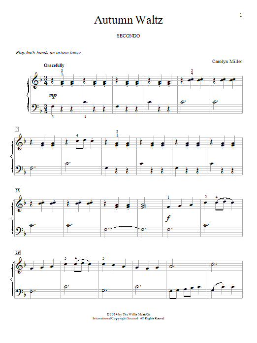 Download Carolyn Miller Autumn Waltz Sheet Music and learn how to play Piano Duet PDF digital score in minutes