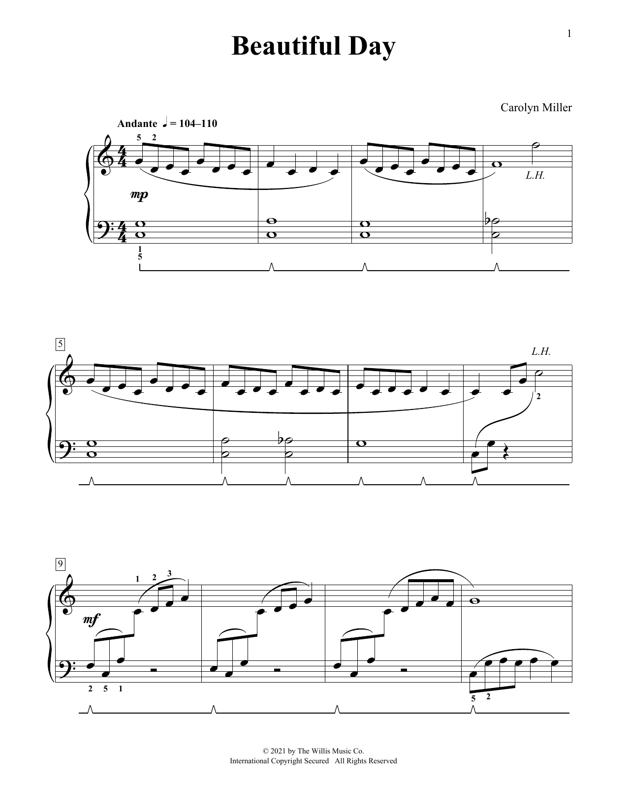Download Carolyn Miller Beautiful Day Sheet Music and learn how to play Educational Piano PDF digital score in minutes