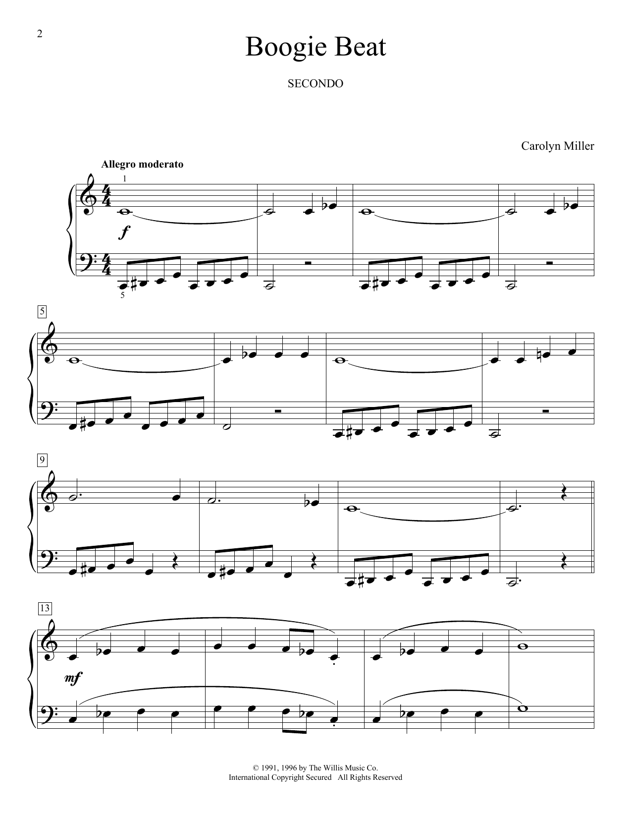 Download Carolyn Miller Boogie Beat Sheet Music and learn how to play Piano Duet PDF digital score in minutes