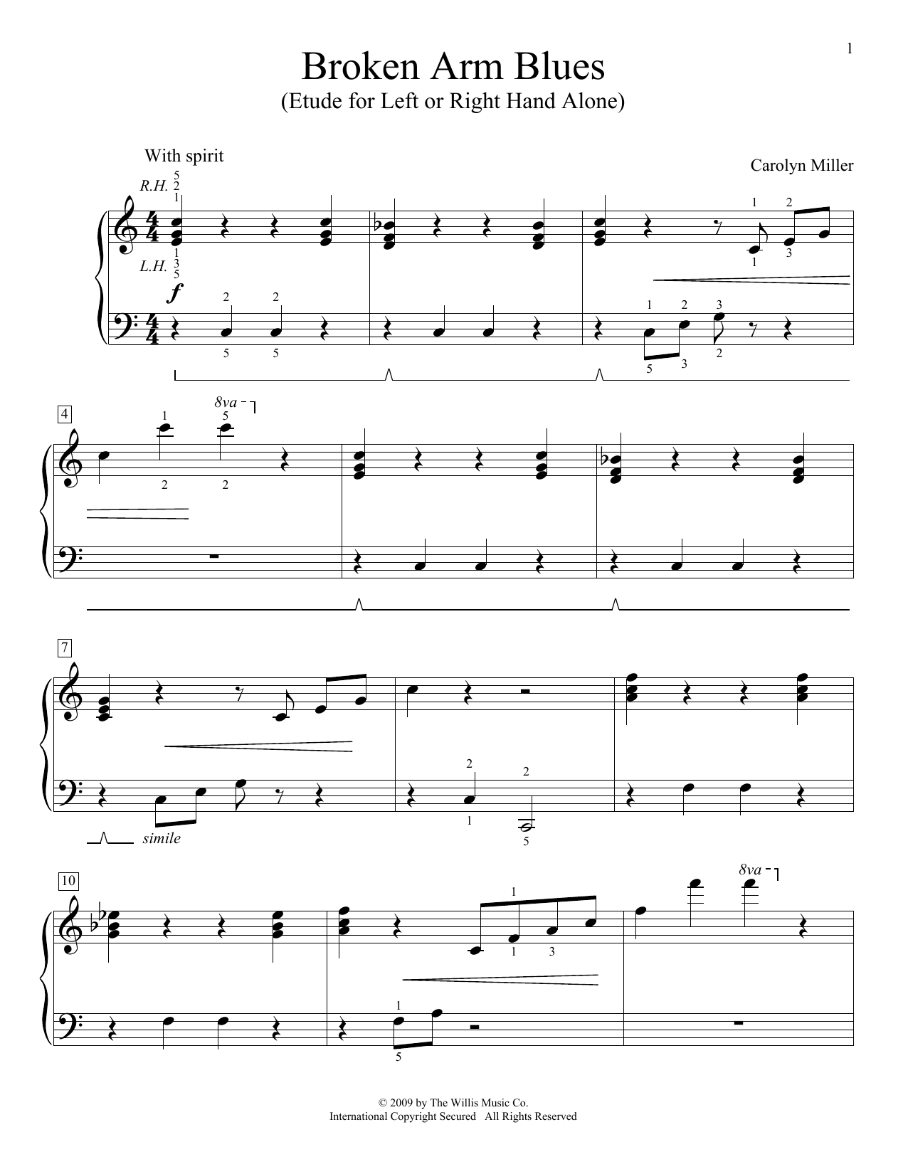 Download Carolyn Miller Broken Arm Blues Sheet Music and learn how to play Easy Piano PDF digital score in minutes