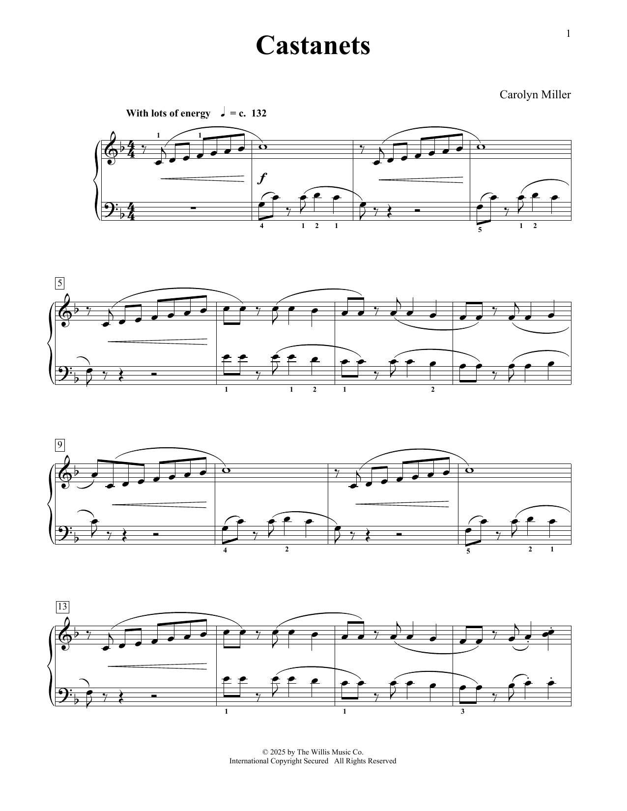 Download Carolyn Miller Castanets Sheet Music and learn how to play Educational Piano PDF digital score in minutes