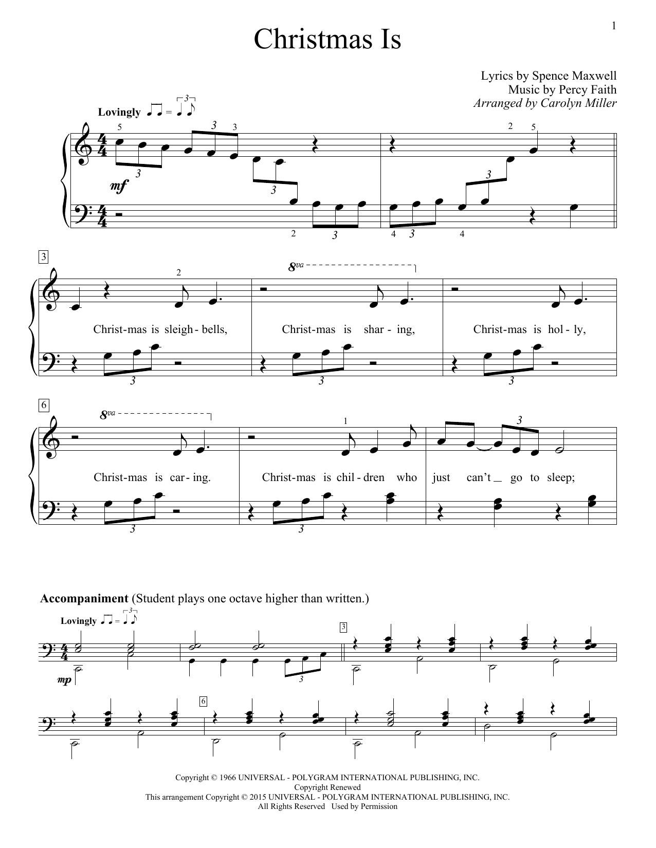 Download Percy Faith Christmas Is Sheet Music and learn how to play Easy Piano PDF digital score in minutes