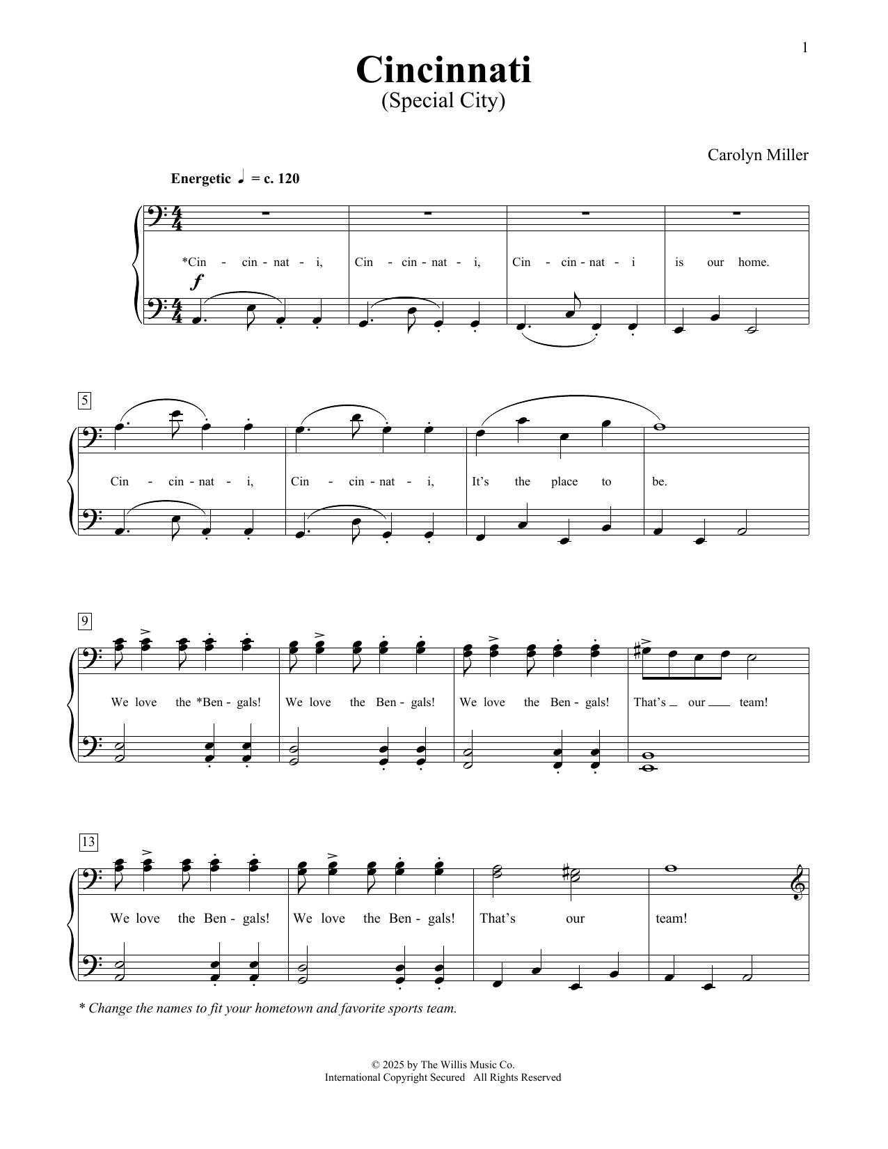 Download Carolyn Miller Cincinnati Sheet Music and learn how to play Educational Piano PDF digital score in minutes