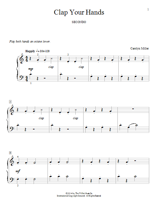 Download Carolyn Miller Clap Your Hands Sheet Music and learn how to play Piano Duet PDF digital score in minutes