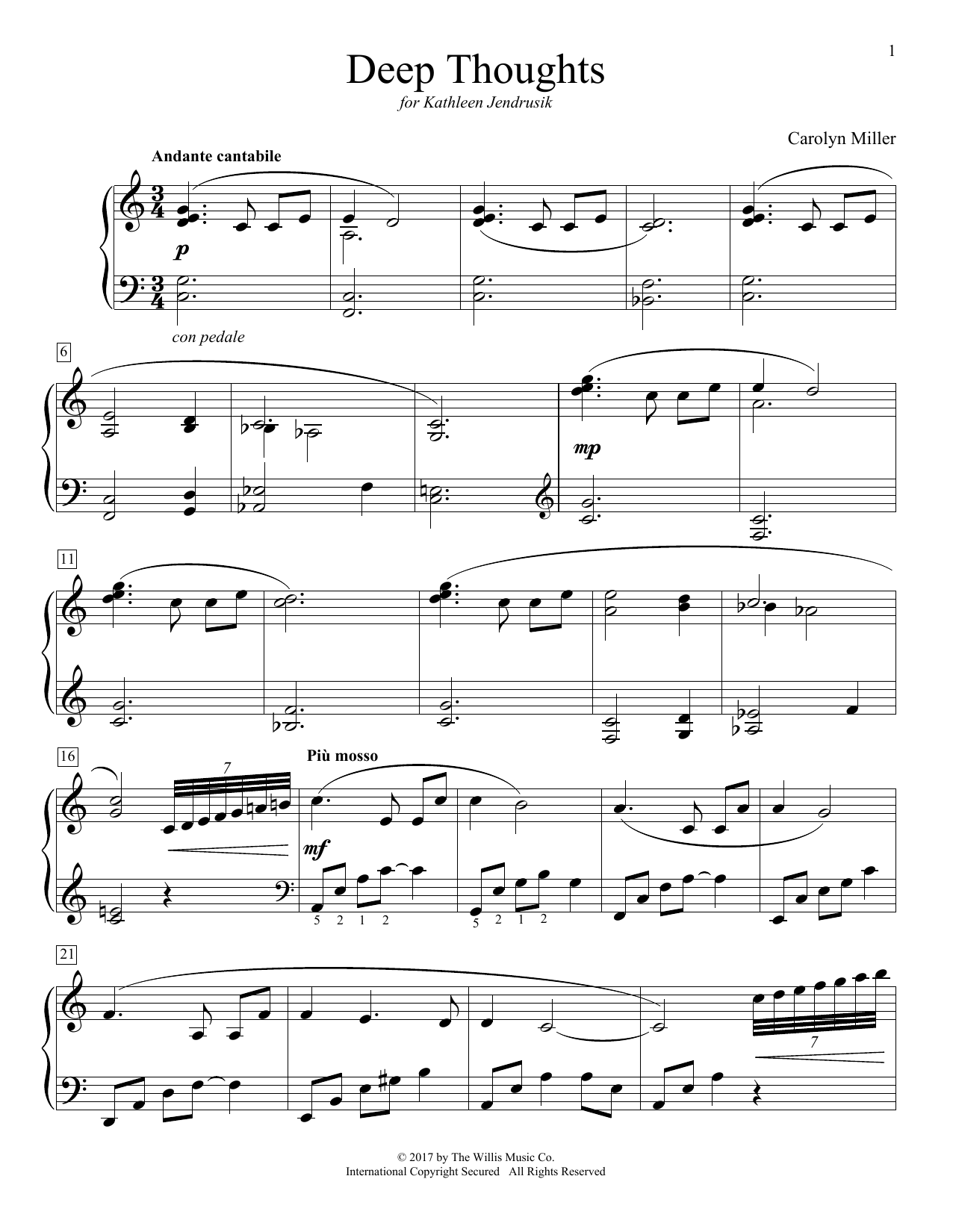 Download Carolyn Miller Deep Thoughts Sheet Music and learn how to play Educational Piano PDF digital score in minutes