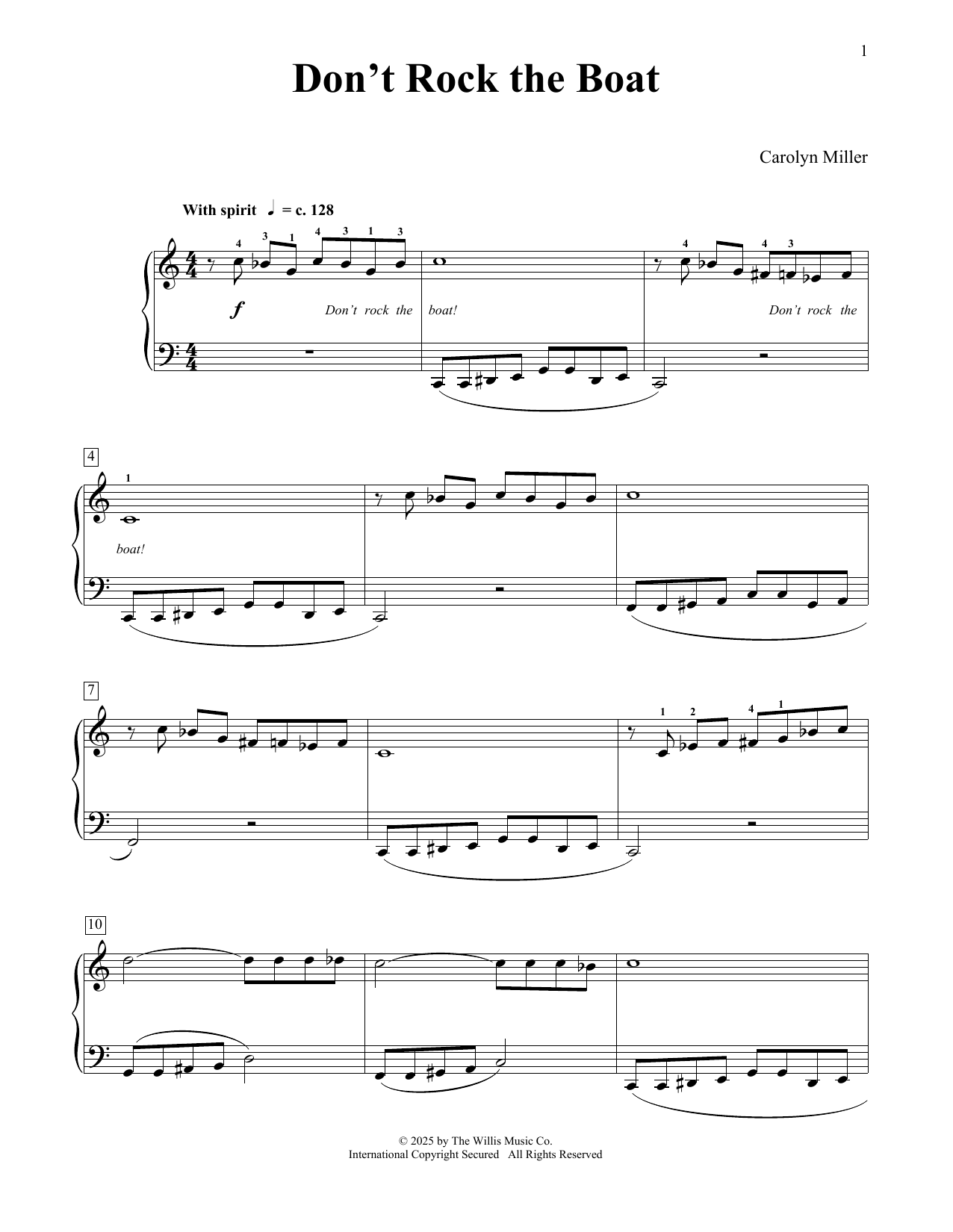 Download Carolyn Miller Don't Rock The Boat Sheet Music and learn how to play Educational Piano PDF digital score in minutes