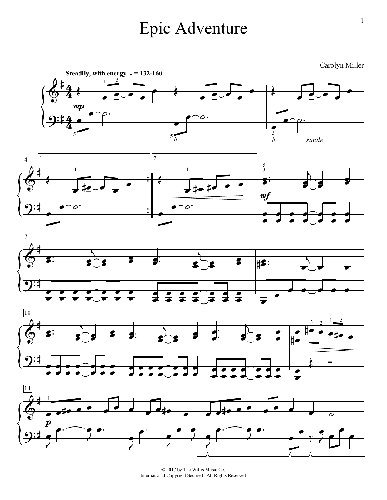 Download Carolyn Miller Epic Adventure Sheet Music and learn how to play Educational Piano PDF digital score in minutes