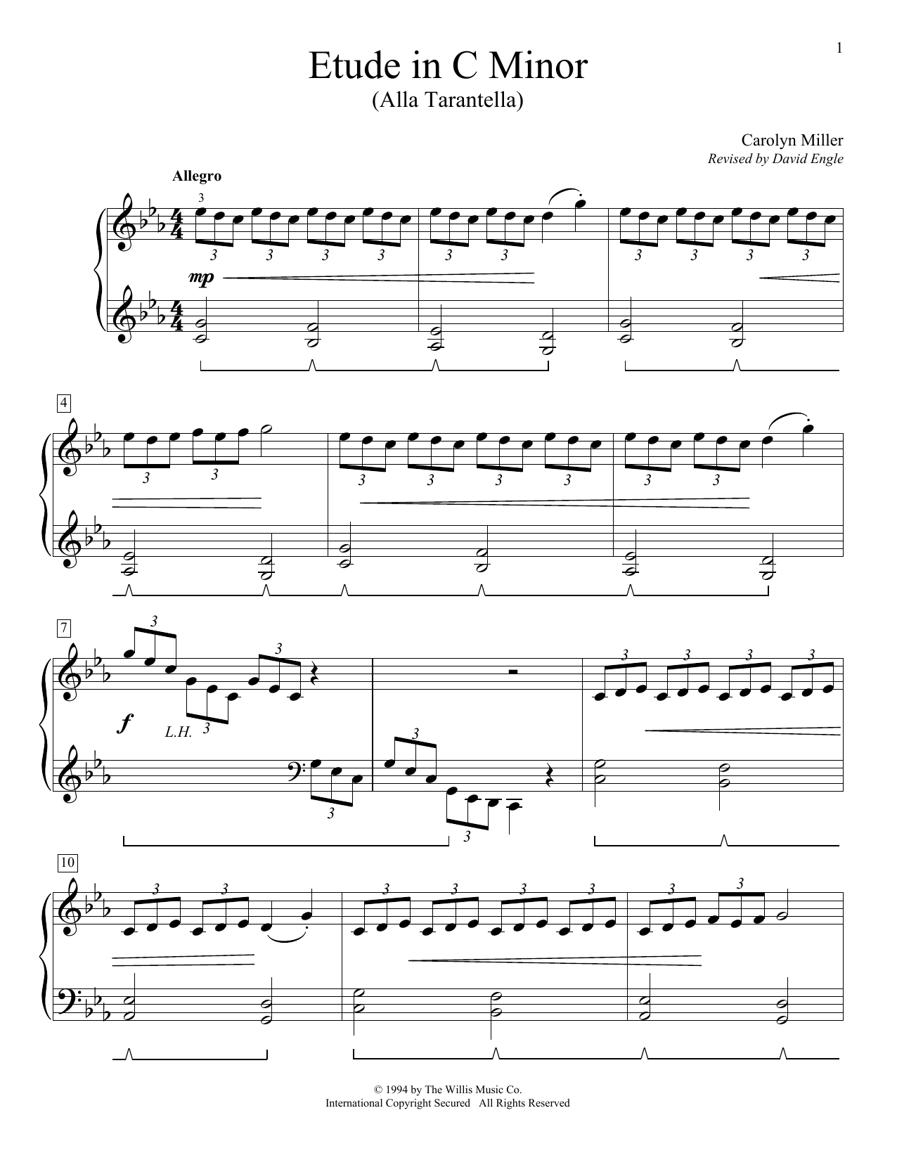 Download Carolyn Miller Etude In C Minor Sheet Music and learn how to play Easy Piano PDF digital score in minutes