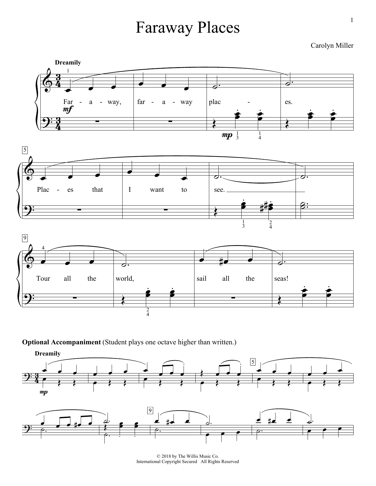 Download Carolyn Miller Faraway Places Sheet Music and learn how to play Educational Piano PDF digital score in minutes