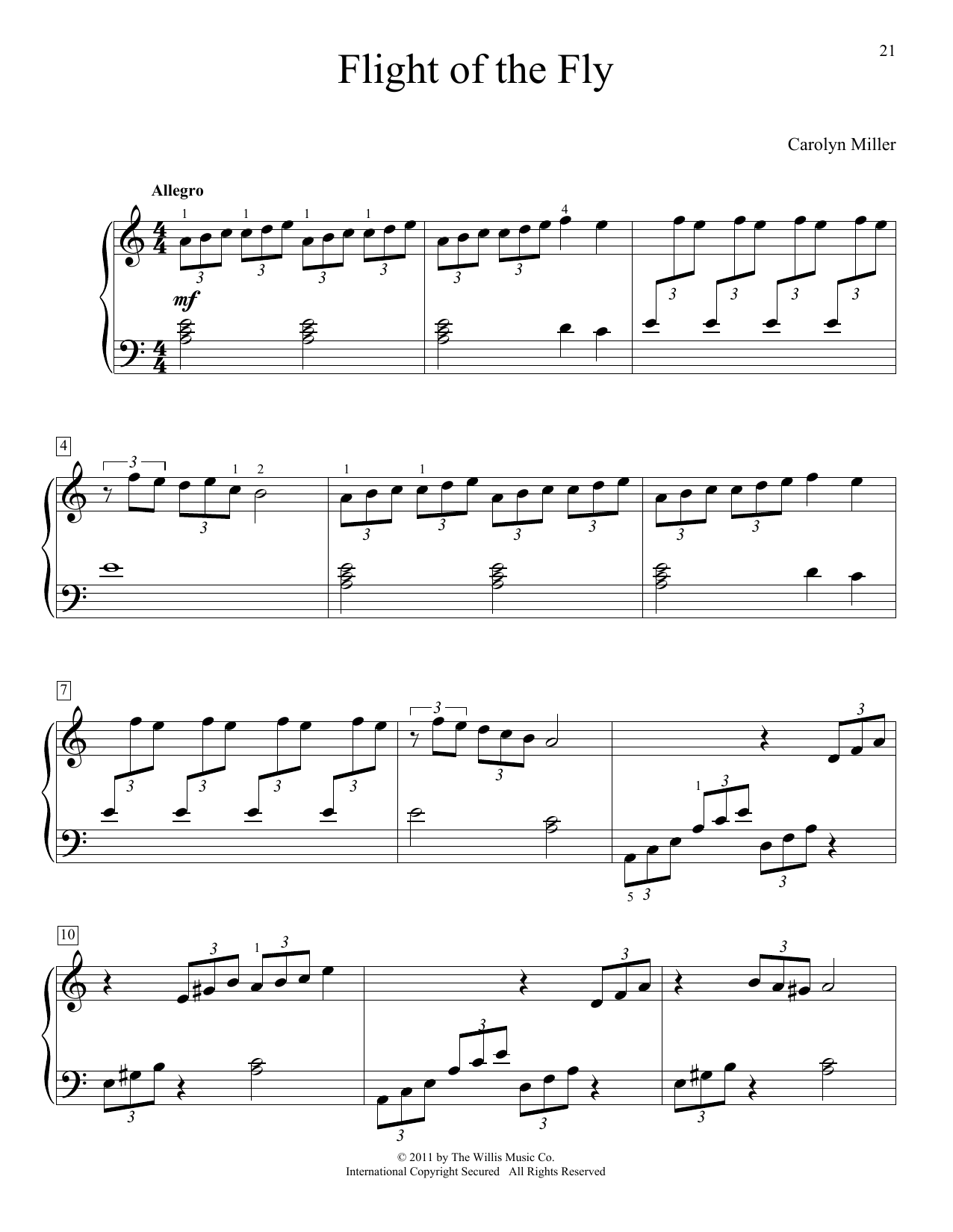 Download Carolyn Miller Flight Of The Fly Sheet Music and learn how to play Easy Piano PDF digital score in minutes