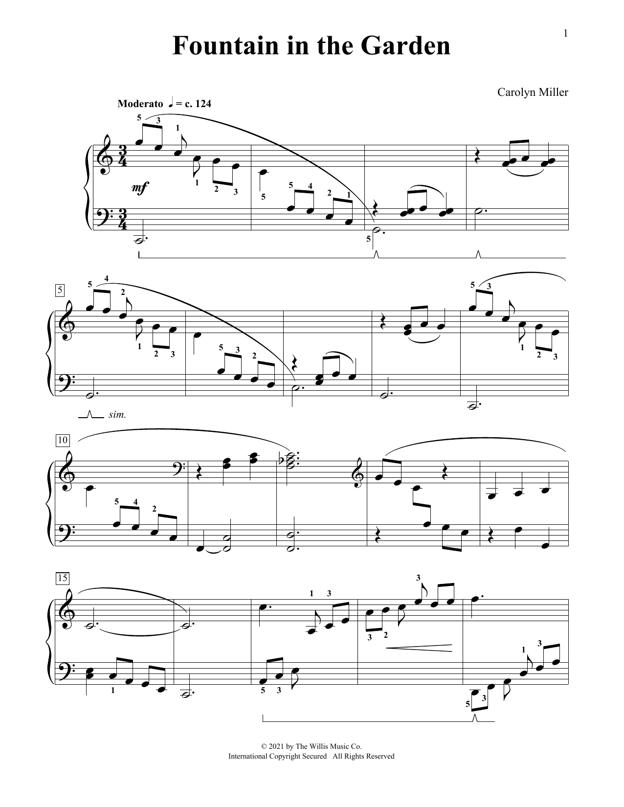 Download Carolyn Miller Fountain In The Garden Sheet Music and learn how to play Educational Piano PDF digital score in minutes