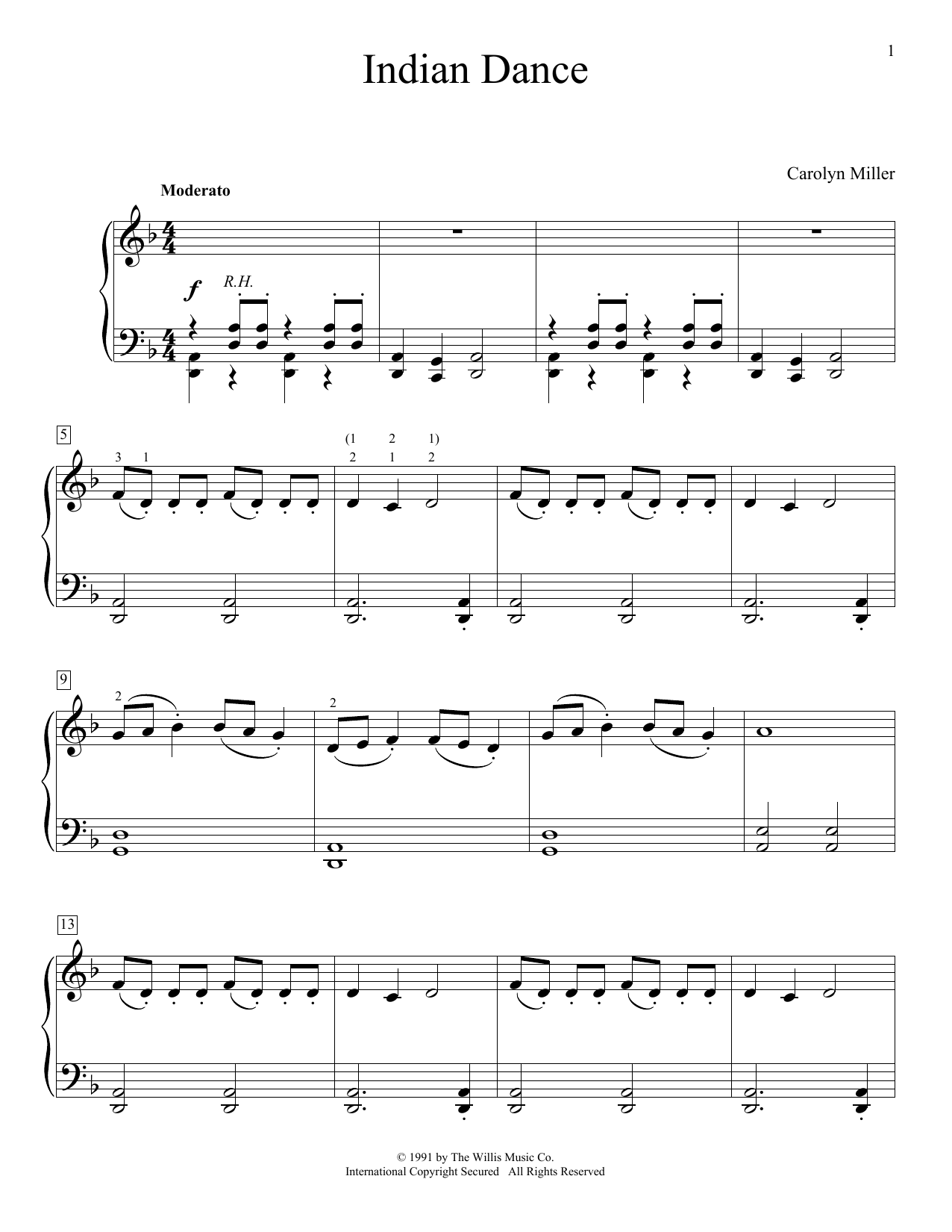 Download Carolyn Miller Indian Dance Sheet Music and learn how to play Piano PDF digital score in minutes