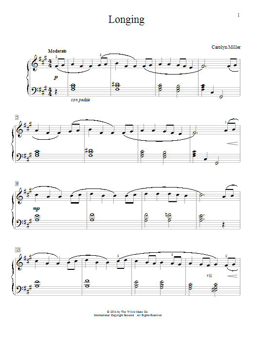 Download Carolyn Miller Longing Sheet Music and learn how to play Easy Piano PDF digital score in minutes