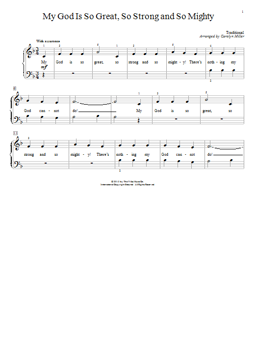 Download Carolyn Miller My God Is So Great, So Strong And So Mighty Sheet Music and learn how to play Easy Piano PDF digital score in minutes